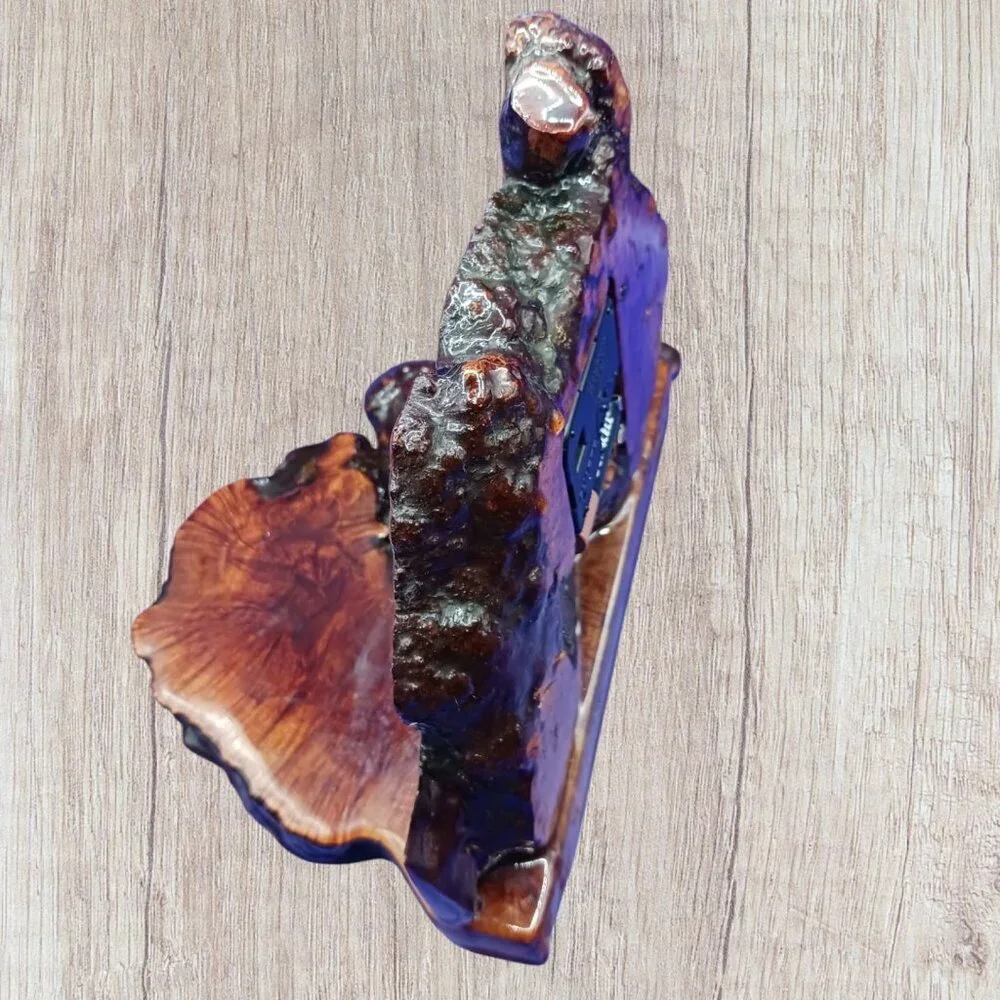 Quartz Unique Handcrafted Burl Wood Slab Rustic Table Clock With Intricate Desig